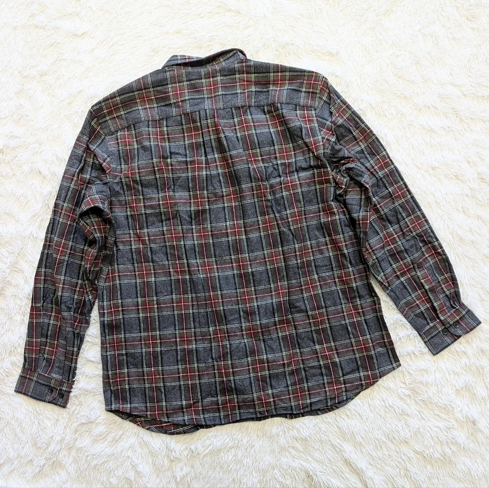 NWT L.L. Bean Grey Stewart Scotch Plaid Flannel Button Up Shirt Size XL - Picture 5 of 7